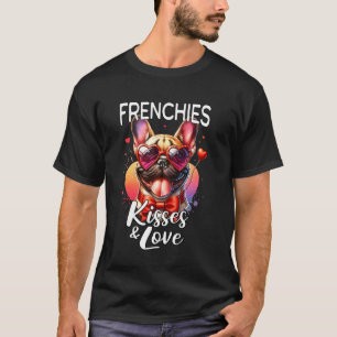 Fransk Bulldog Frenchie Kyssar Alla Hjärtans Dag F T Shirt