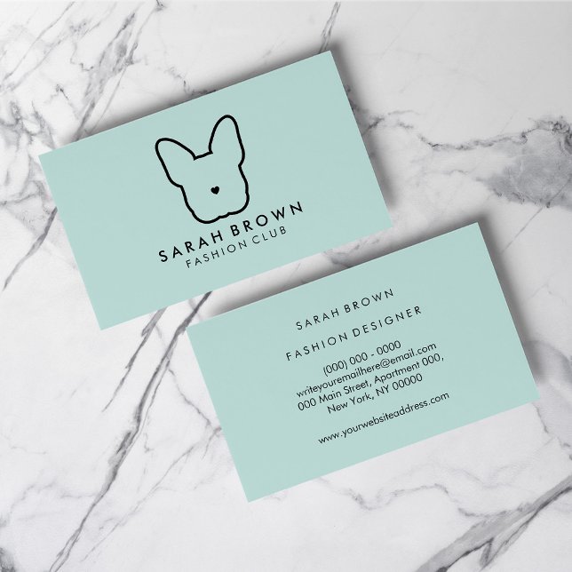 Fransk Bulldog Frenchie Logotyp Visitkort (French Bulldog Frenchie Logo Business Card)