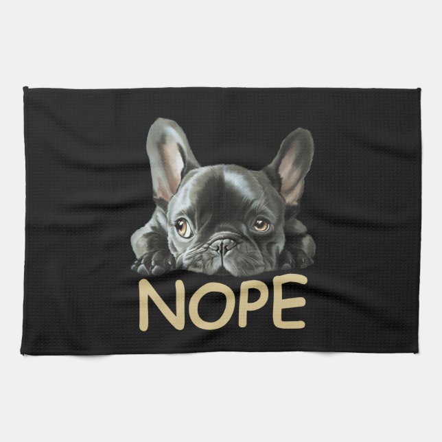 Fransk Bulldog| Frenchie Nope Gifts Kökshandduk (Horisontell)