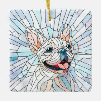 Fransk Bulldog-Frenchie-pastellmosaik Julgransprydnad Keramik