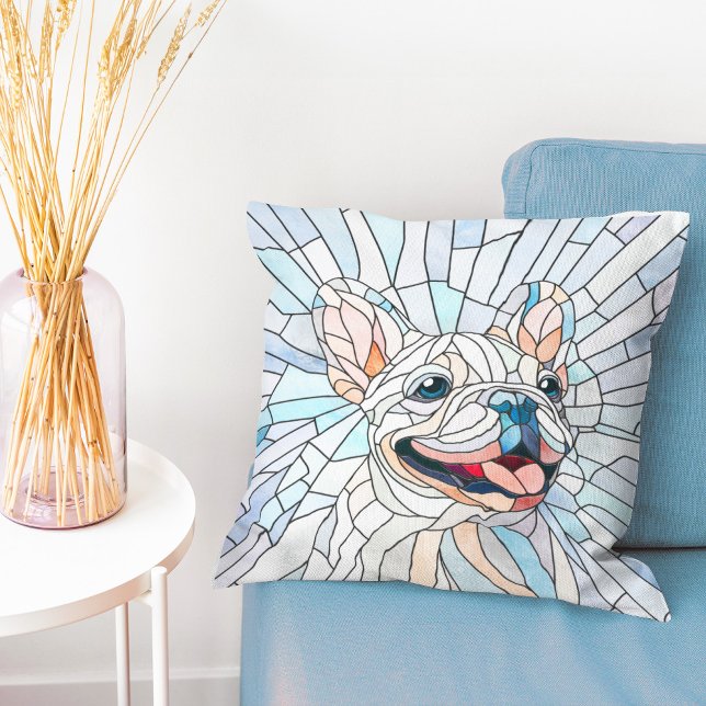 Fransk Bulldog-Frenchie-pastellmosaik Kudde (Skapare uppladdad)