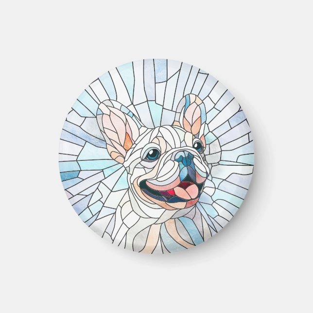 Fransk Bulldog-Frenchie-pastellmosaik Magnet (Framsidan)