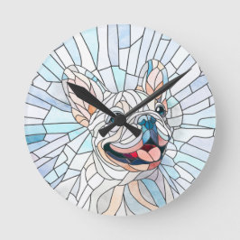 Fransk Bulldog-Frenchie-pastellmosaik Rund Klocka