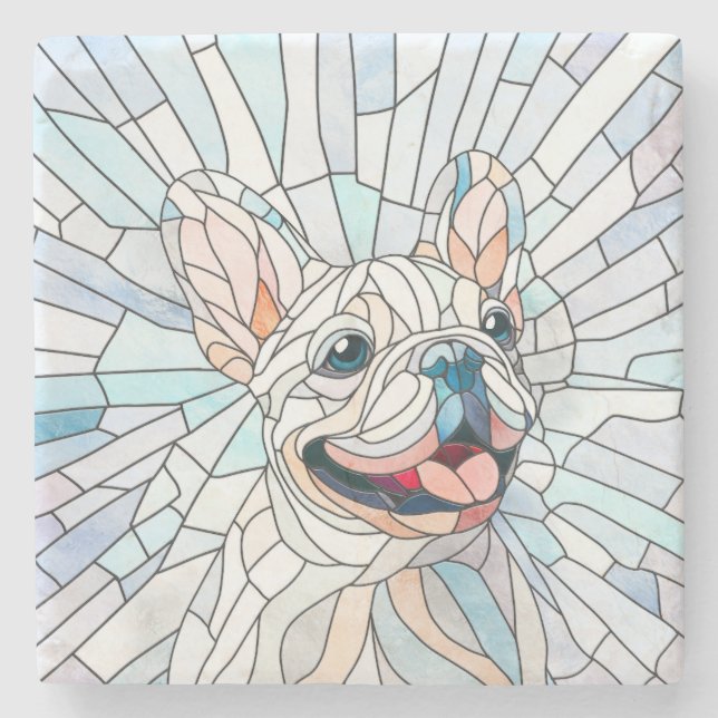 Fransk Bulldog-Frenchie-pastellmosaik Stenunderlägg (Framsidan)