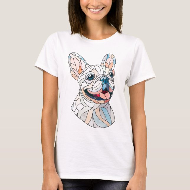Fransk Bulldog-Frenchie-pastellmosaik T Shirt (Framsida)
