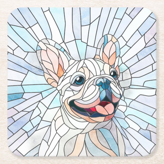 Fransk Bulldog-Frenchie-pastellmosaik Underlägg Papper Kvadrat (Framsidan)