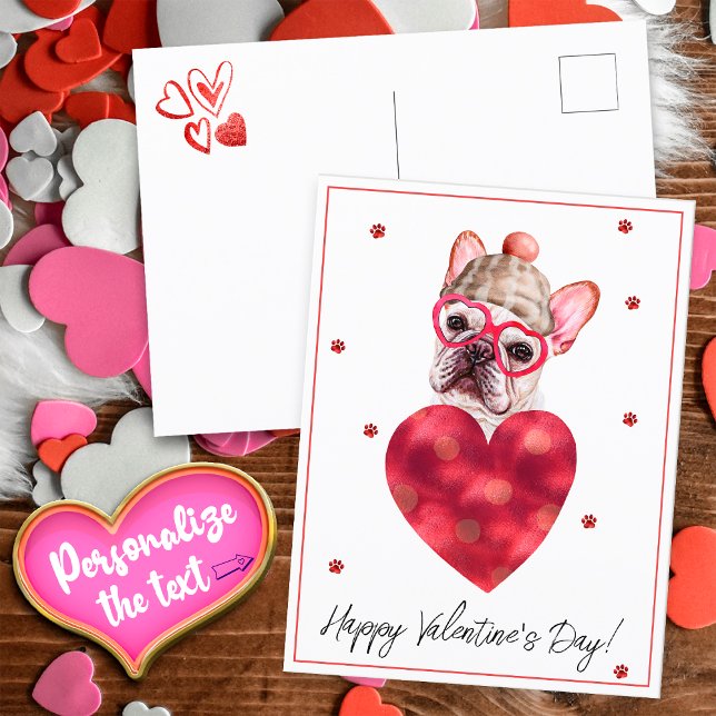 Fransk Bulldog Frenchie Valentine Day Gift Hund Vykort (Skapare uppladdad)