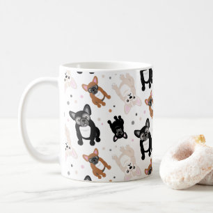 Fransk Bulldog Frenchie-Valper och Polka dots Kaffemugg