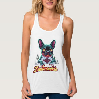 Fransk Bulldog Frenchie Zombie Hund Halloween Esse Linne Med Racerback