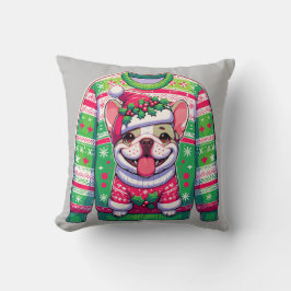 Fransk bulldog ful julsötare humoristisk kudde