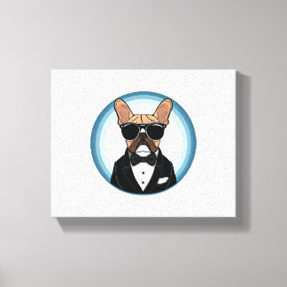 Fransk Bulldog Funny Cute Art Canvastryck