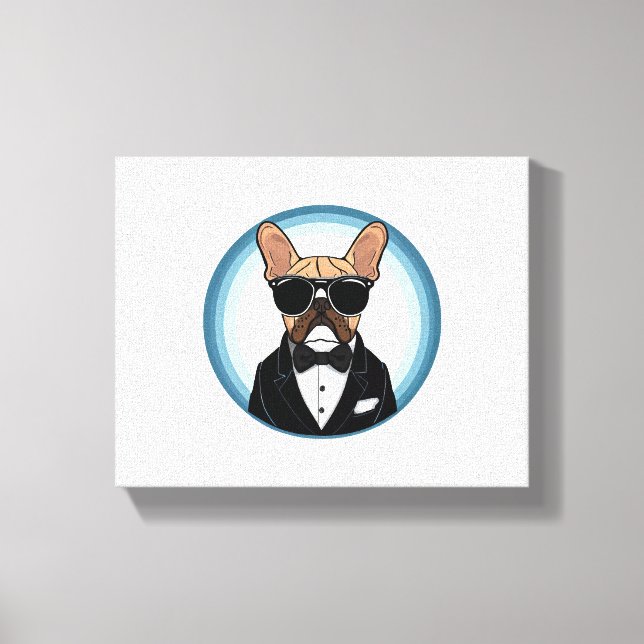 Fransk Bulldog Funny Cute Art Canvastryck (Framsida)