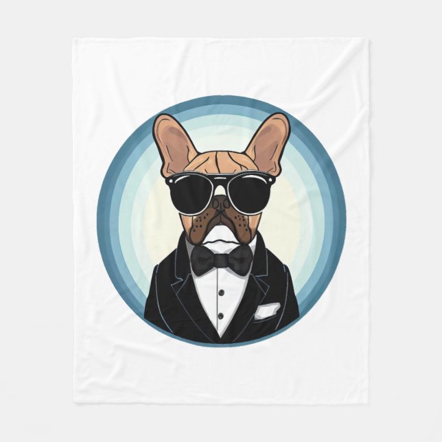 Fransk Bulldog Funny Cute Art Fleecefilt (Framsidan)