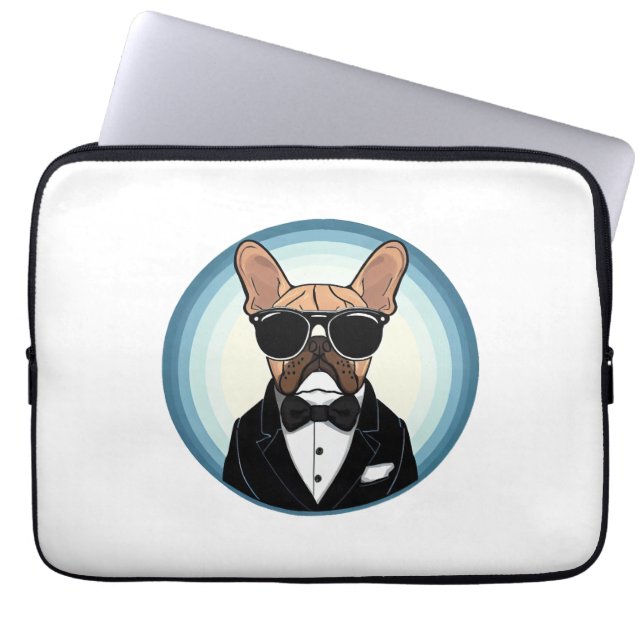 Fransk Bulldog Funny Cute Art Laptop Fodral (Framsidan)
