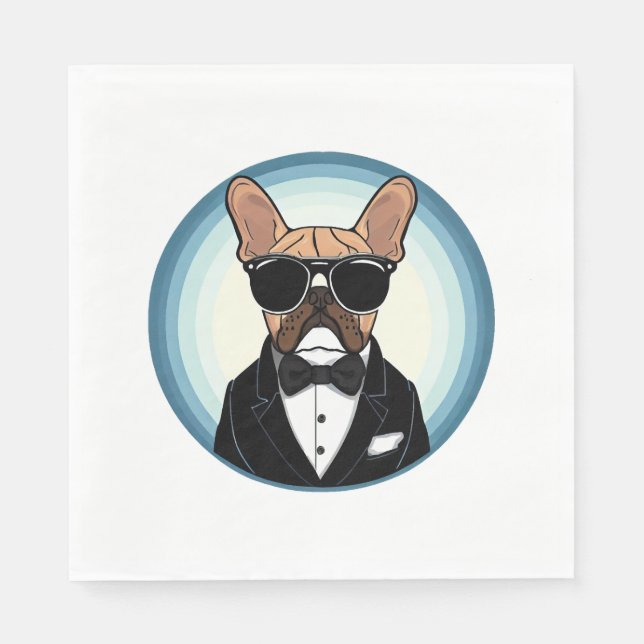Fransk Bulldog Funny Cute Art Pappersservett (Framsidan)