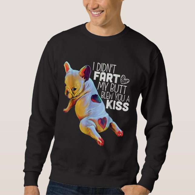 Fransk Bulldog Funny Lång Ärmad Tröja (Framsida)