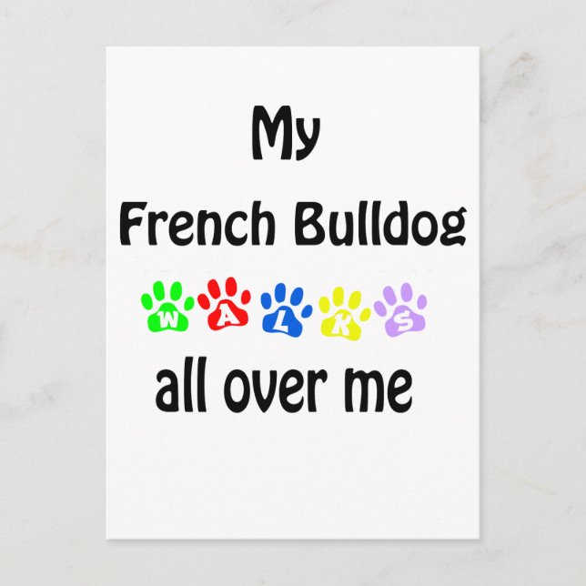 Fransk Bulldog Gång Design Vykort (Framsida)