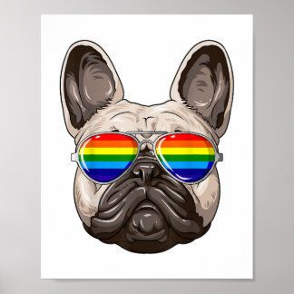 Fransk Bulldog Gay pride Flagga LGBT Rainbow Sungl Poster