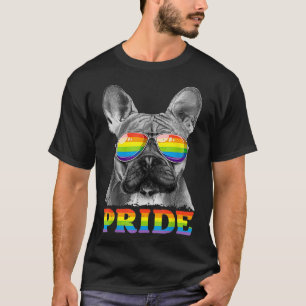 Fransk Bulldog Gay pride LGBT Rainbow Flagga Sungl T Shirt