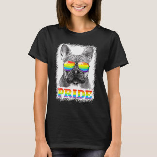 Fransk Bulldog Gay pride Lgbt Rainbow Flagga Sungl T Shirt