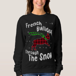 Fransk Bulldog genom Snö Tee Play Snowflak