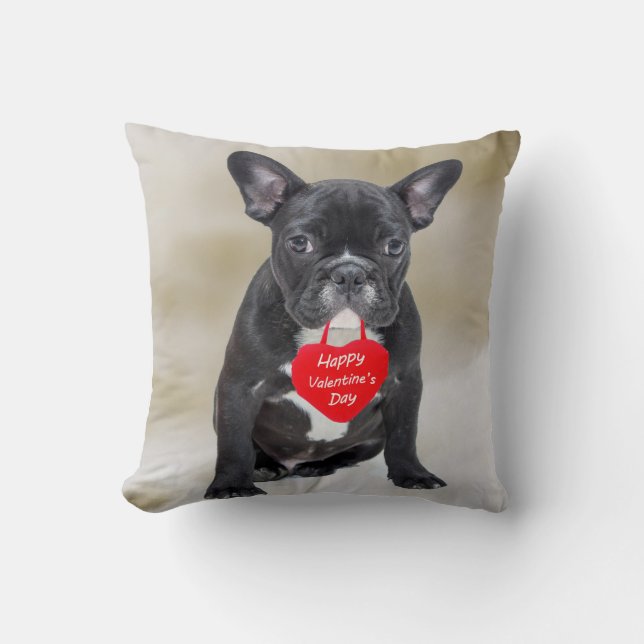 Fransk Bulldog Glad Alla hjärtans dag Pillow Kudde (Framsida)