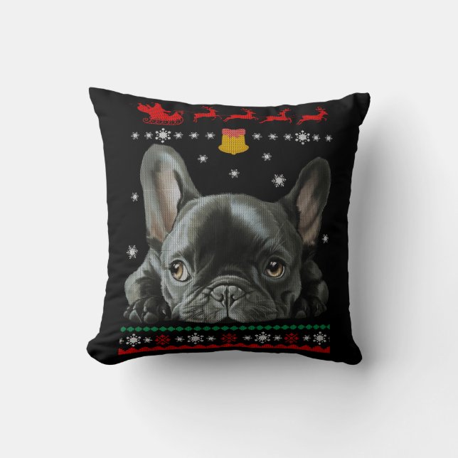 Fransk Bulldog | God jul med franenchie Kudde (Framsida)