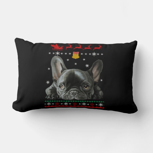 Fransk Bulldog | God jul med franenchie Lumbarkudde (Framsida)