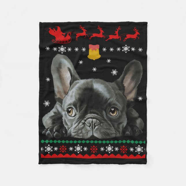 Fransk Bulldog| God jul med franské Fleecefilt (Framsidan)