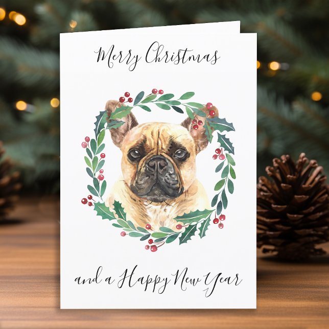 Fransk Bulldog God jul Trendig Hund Helgkort (Skapare uppladdad)