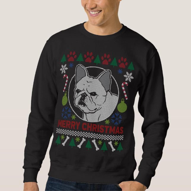 Fransk Bulldog God jul Ugly Sweatshirt (Framsida)