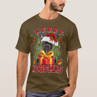Fransk Bulldog God jul Woofmas Julafton Ljus Sant T Shirt