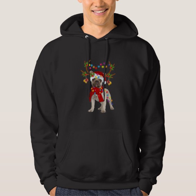 Fransk Bulldog Gorgous Reindeer Julgran Hoodie (Framsida)