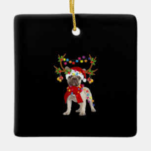 Fransk Bulldog Gorgous Reindeer Julgran Julgransprydnad Keramik