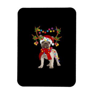 Fransk Bulldog Gorgous Reindeer Julgran Magnet