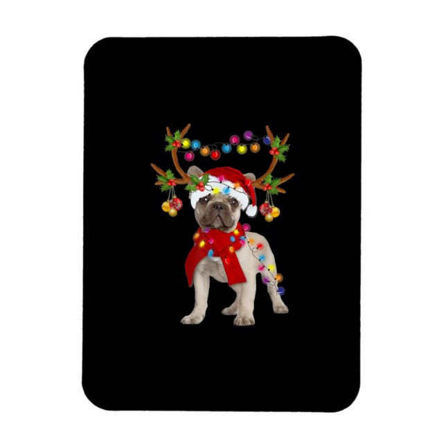 Fransk Bulldog Gorgous Reindeer Julgran Magnet (Vertikal)