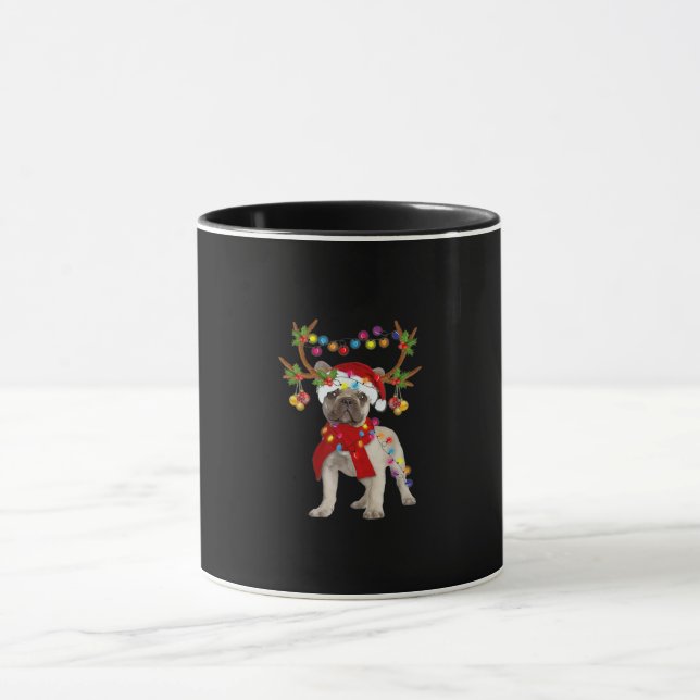 Fransk Bulldog Gorgous Reindeer Julgran Mugg (Center)