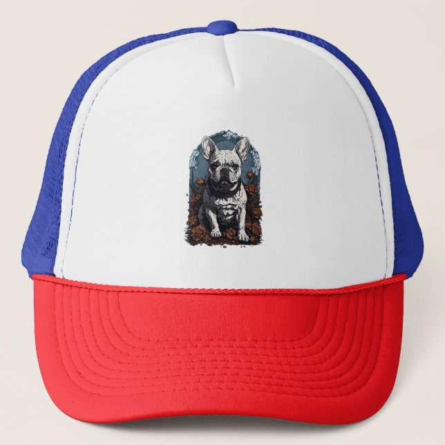 Fransk Bulldog Gothic Blommigt Keps (Framsida)