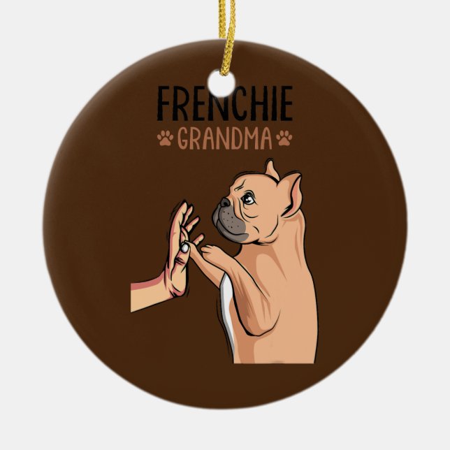 Fransk Bulldog Grandma Frenchie Hundägare Women Julgransprydnad Keramik (Framsidan)