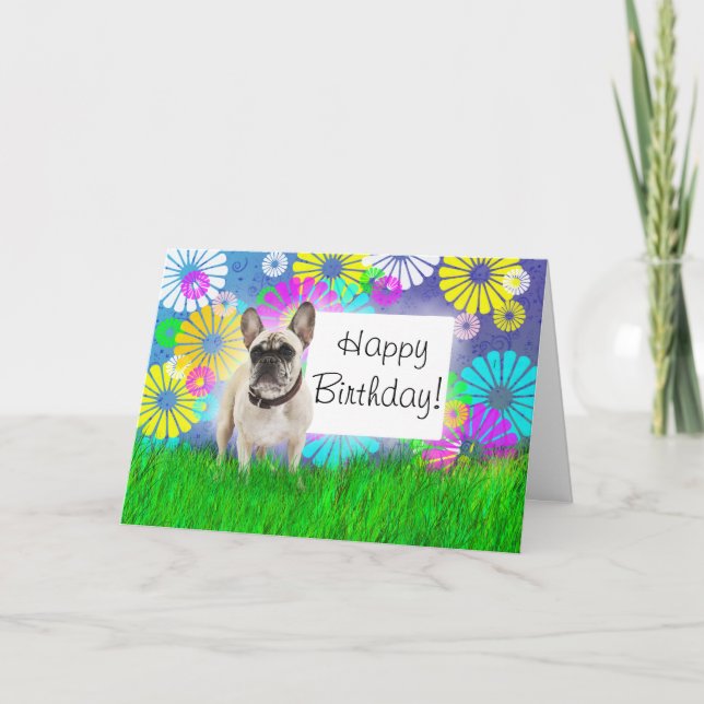 Fransk Bulldog Grattis på födelsedagen Day Kort (Framsida)