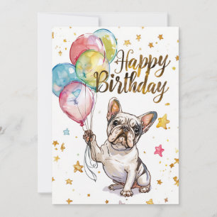 Fransk Bulldog Grattis på födelsedagen Julkort
