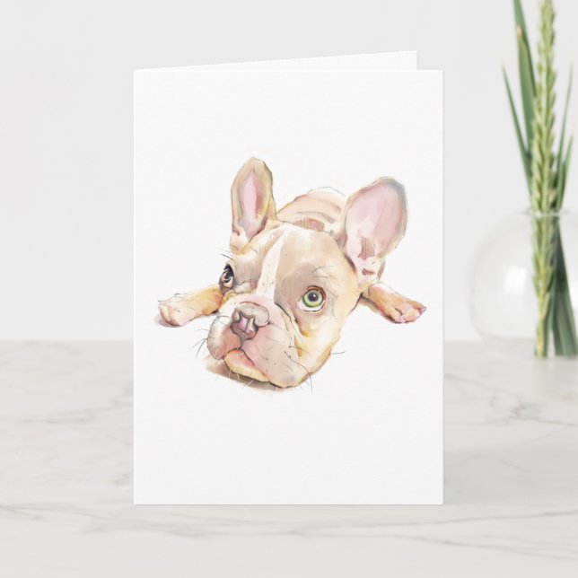 Fransk Bulldog Greeting Card, Hund Mamma Present, Kort (Framsida)