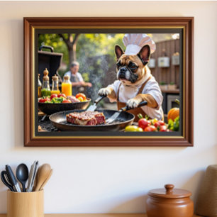 Fransk Bulldog Grill Chef Poster