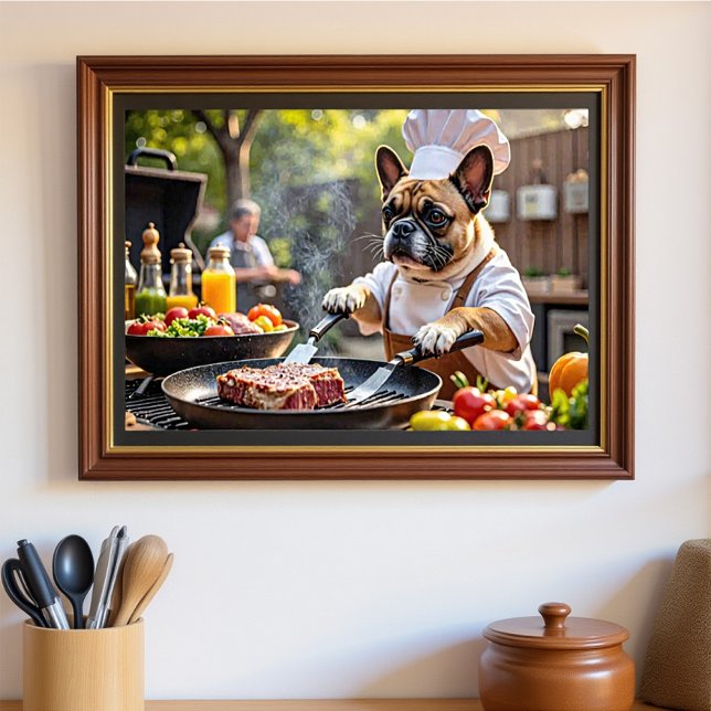 Fransk Bulldog Grill Chef Poster (Skapare uppladdad)
