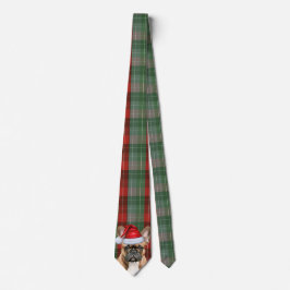 Fransk Bulldog Grön Röd Högtidlig Plaid Jul Slips