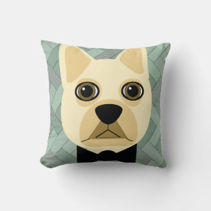 Fransk Bulldog, Grönt Herringbone Kudde