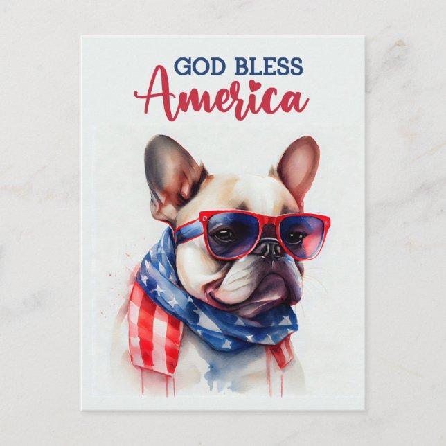 Fransk Bulldog, Gud välsigne Amerika vykort (Framsida)