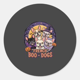 Fransk Bulldog Halloween Boo Hundar Vektor Runt Klistermärke