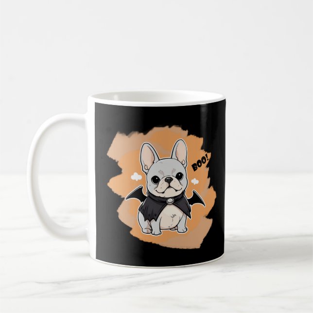 Fransk Bulldog halloween boo! Kaffemugg (Vänster)