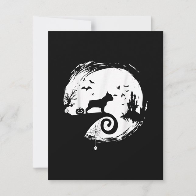 Fransk Bulldog Halloween Costume Måne Gift Tack Kort (Framsida)